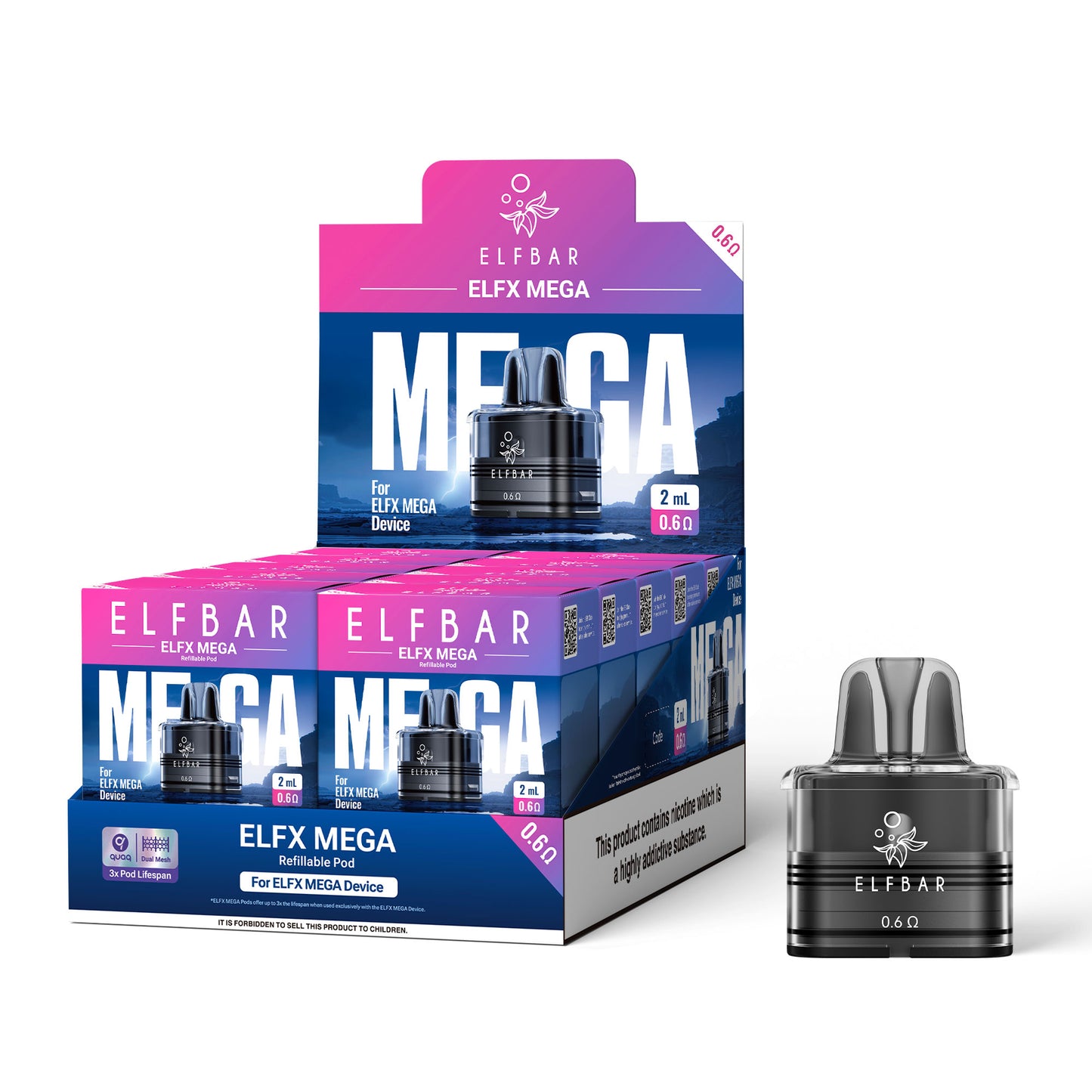 Elf Bar ELFX Mega REPLACEMENT Pod 0.6Ω - Pack of 1