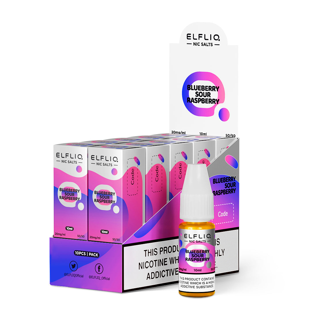 Elf Bar Elfliq Nic Salts / Blueberry Sour Raspberry 10 PACK - 10ml / 20mg