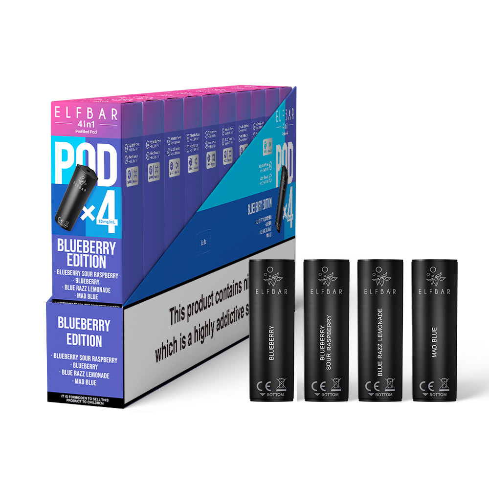 ELF BAR 4-in-1 Pre-filled Pods BLUEBERRY EDITION 10 packs of 4 pods - 40 pods