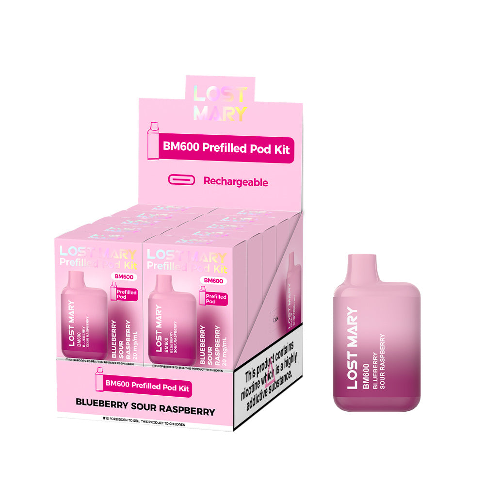 Lost Mary BM600 Blueberry Sour Raspberry Prefilled Pod Kit - 20mg