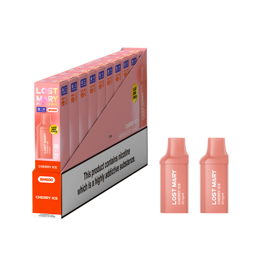 Lost Mary BM600 Prefilled Vape Pods - Cherry Ice - 10 PACKS OF 2 PODS