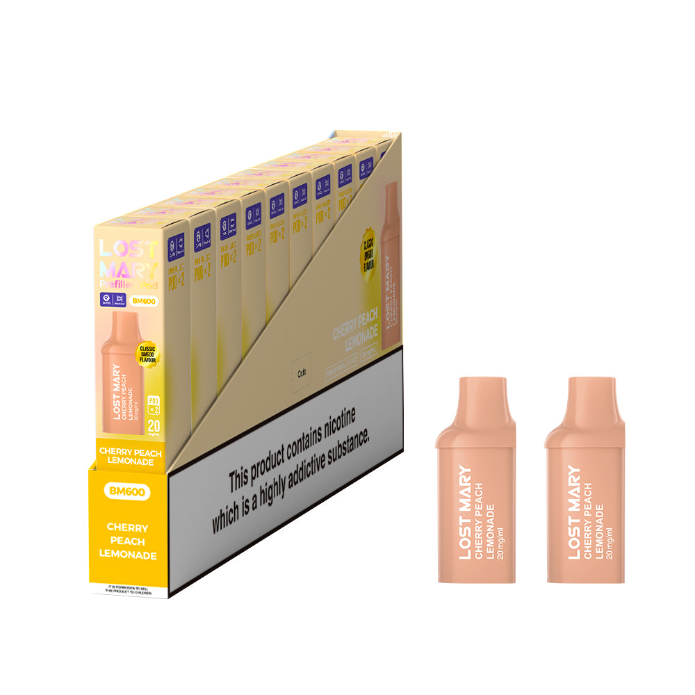 Lost Mary BM600 Prefilled Vape Pods - Cherry Peach Lemonade - 10 PACKS OF 2 PODS