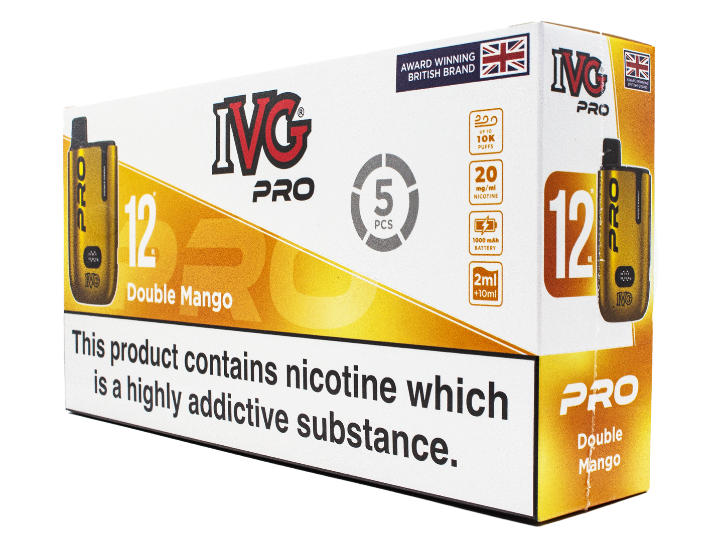 IVG PRO VAPE KIT - DOUBLE MANGO - UP TO 10K PUFFS - 5 PACK