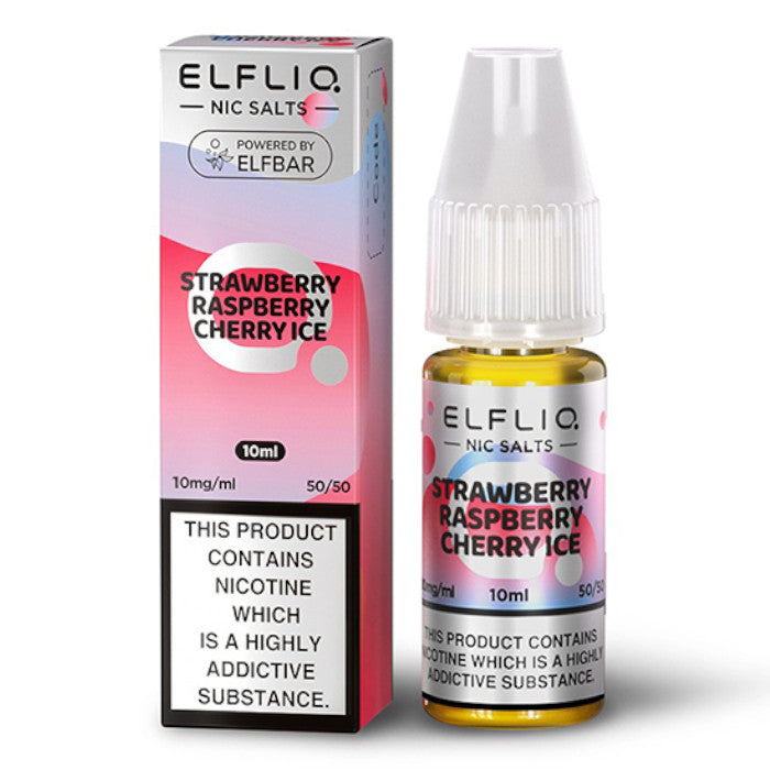 Elf Bar Elfliq Nic Salts / STRAWBERRY RASPBERRY CHERRY ICE 10 PACK - 10ml / 20mg