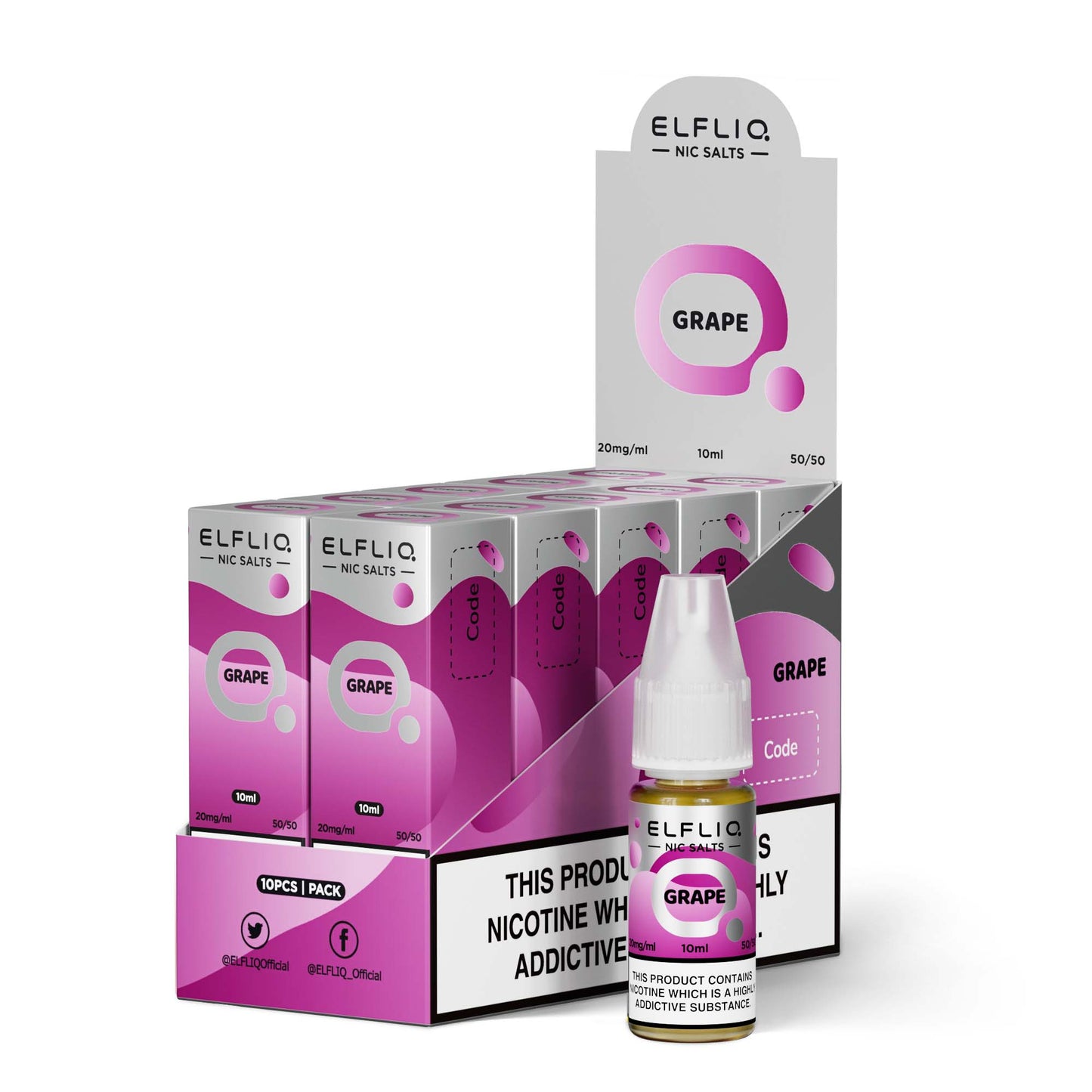 Elf Bar Elfliq Nic Salts / GRAPE 10 PACK - 10ml / 20mg