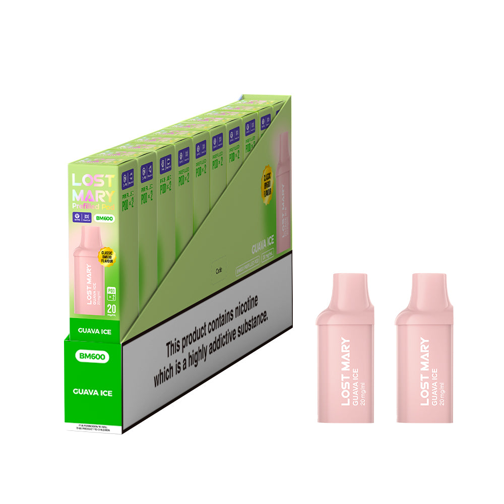 Lost Mary BM600 Prefilled Vape Pods - Guava Ice - 10 PACKS OF 2 PODS