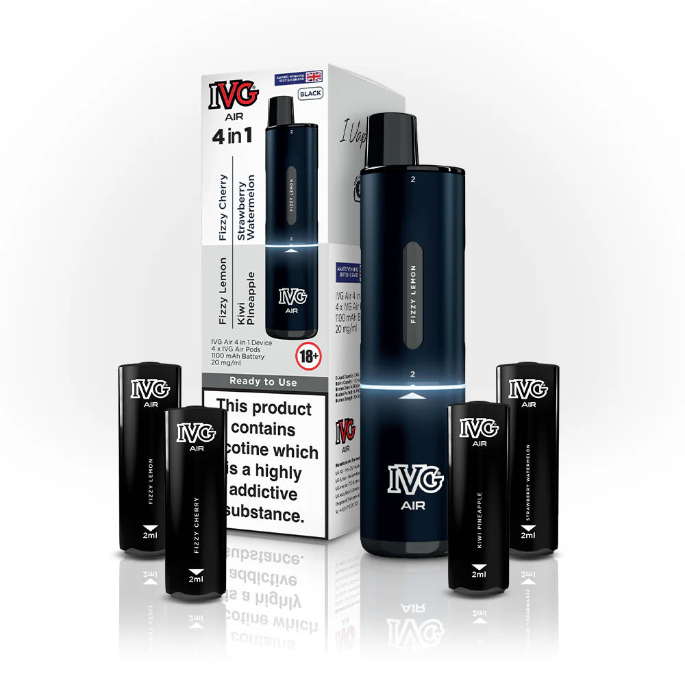 IVG Air 4 In 1 Black Fizzy Lemon Kiwi Pineapple Fizzy Cherry Strawberry Watermelon - 5 PACK