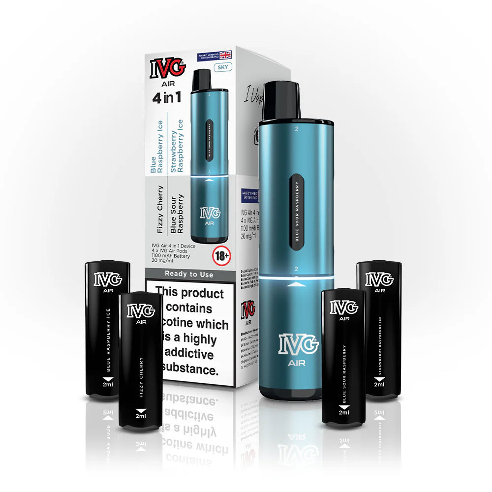 IVG Air 4 In 1 Sky EDITION - Fizzy Cherry - Blue Sour Raspberry - Blue Raspberry Ice - Strawberry Raspberry Ice - 5 PACK