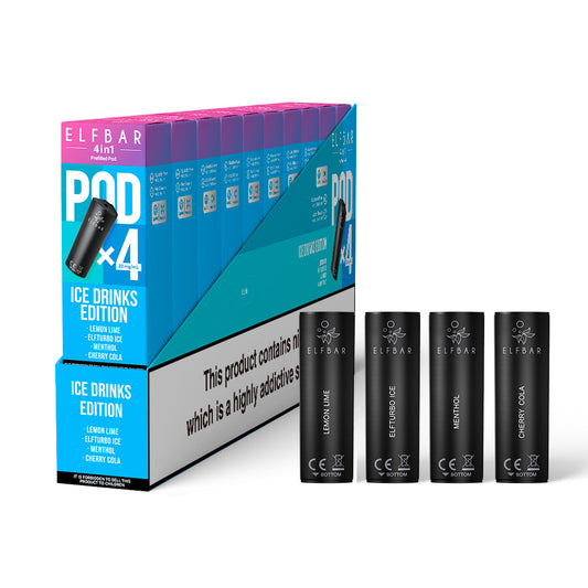 ELF BAR 4-in-1 Pre-filled Pods ICE DRINKS  EDITION 10 packs of 4 pods - 40 pods