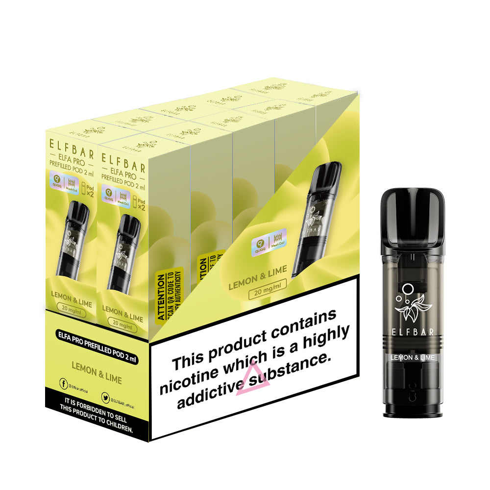 Elfa Pro Pods Refillable - Lemon & Lime Flavour 10 pack of 2 pods