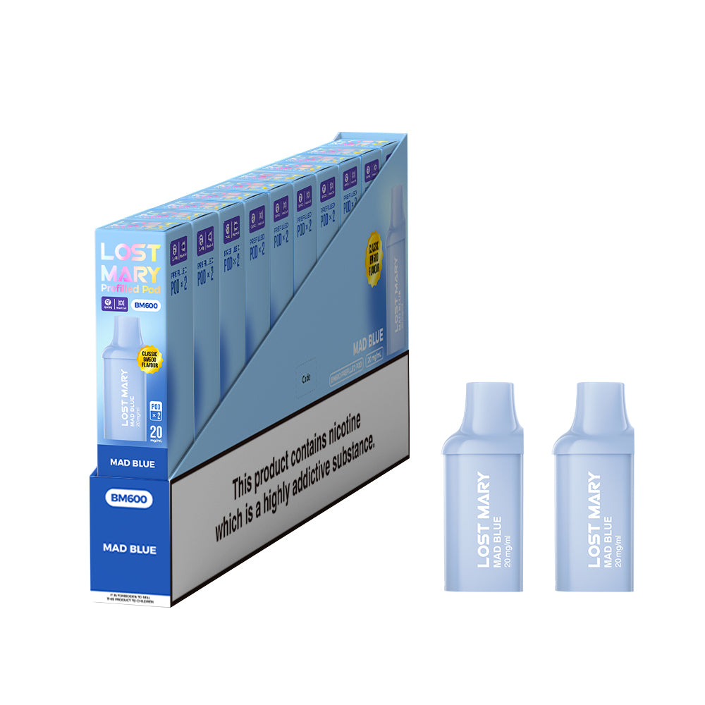 Lost Mary BM600 Prefilled Vape Pods - Mad Blue - 10 PACKS OF 2 PODS
