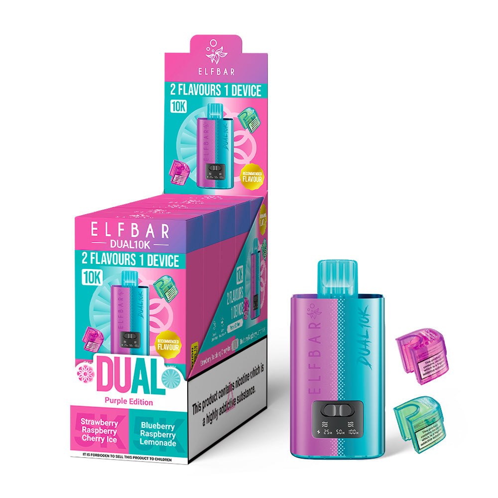 ELF BAR 10K Purple Edition: Strawberry Raspberry Cherry Ice and Blueberry Raspberry Lemonade- 5 PACK