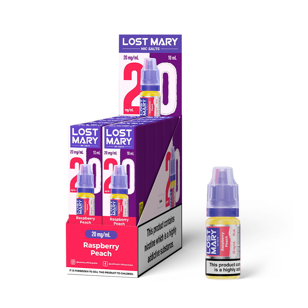 Lost Mary Nic salts 20mg - Raspberry Peach - 10 pack