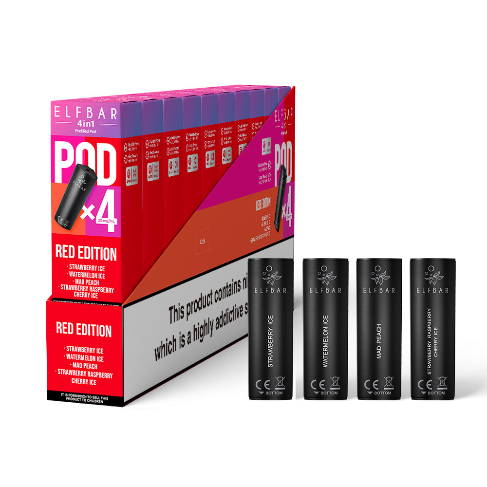 ELF BAR 4-in-1 Pre-filled Pods RED EDITION 10 packs of 4 pods - 40 pods
