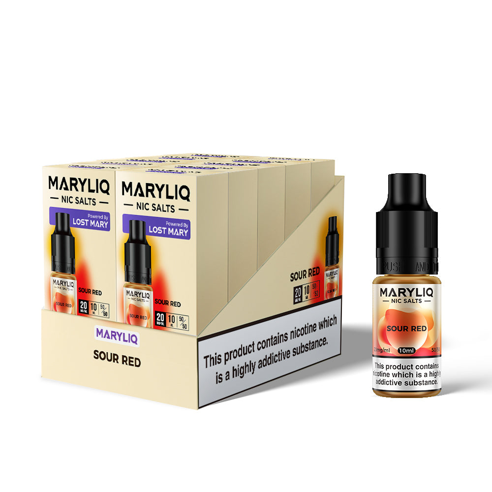 MARYLIQ Sour Red - citric lemons, juicy red strawberries and chunky refreshing watermelons. 10 pack