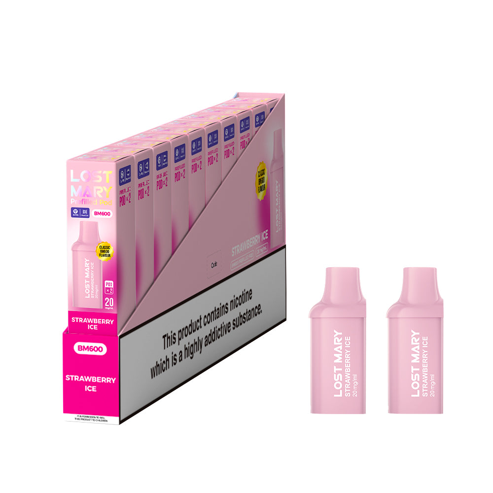 Lost Mary BM600 Prefilled Vape Pods - Strawberry Ice - 10 PACKS OF 2 PODS