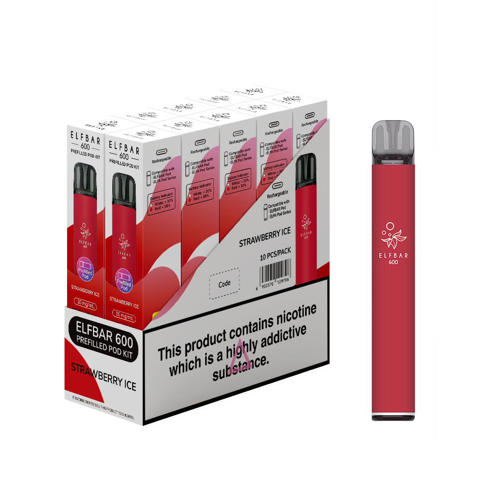 Elf Bar 600 Strawberry ice Pre Filled Pod vape kit