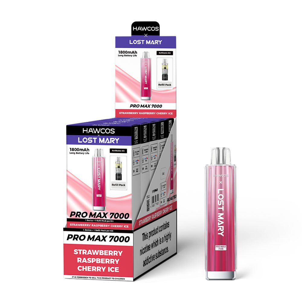 Lost Mary Strawberry Raspberry Cherry- Promax 7000 Puff - 5 pack