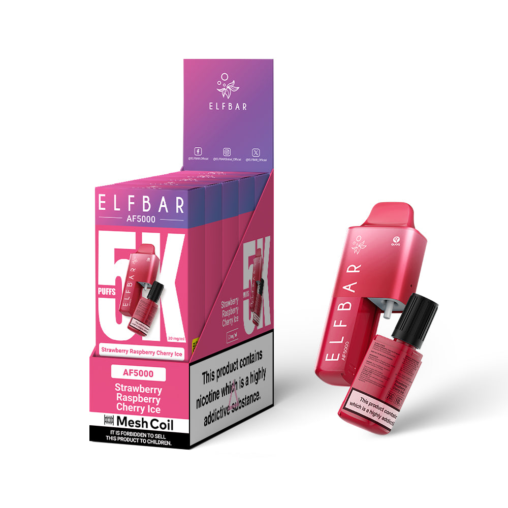ELF Bar 5000 Puff - Strawberry Raspberry Cherry Ice - 5 pack