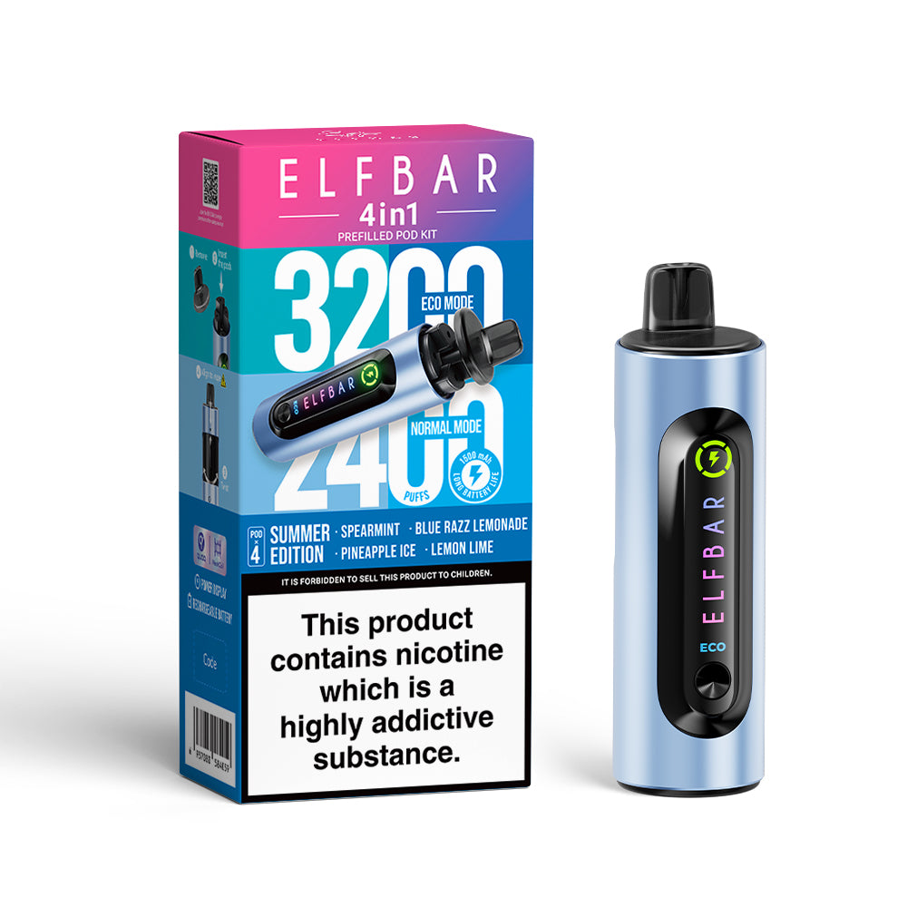 Elf Bar 4 in 1 - Summer Edition - Spearmint - Lemon Lime - Pineapple Ice - Blue Razz Lemonade - 5 pack