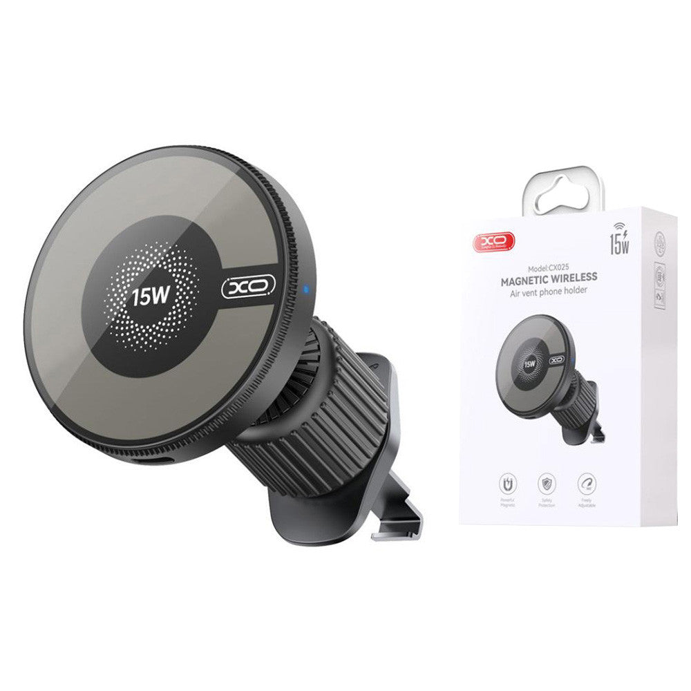 Phone / Car Accessories - Magnetic Car Air Vent 15W Wireless Charging Holder - Black