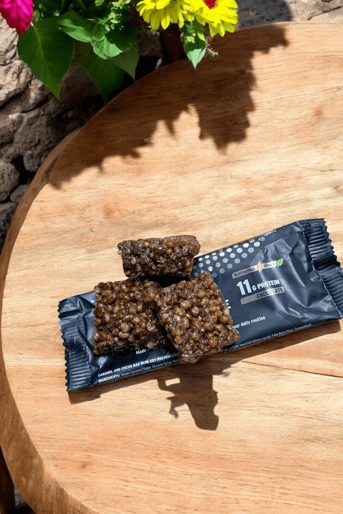 Handmade vegan protein bar with Chocolate crunch - 5g creatine -10 Pack. Gluten-free, plant-based snack crafted in a family-run UK bakery. Only 1.29 per bar - RRP 2.50