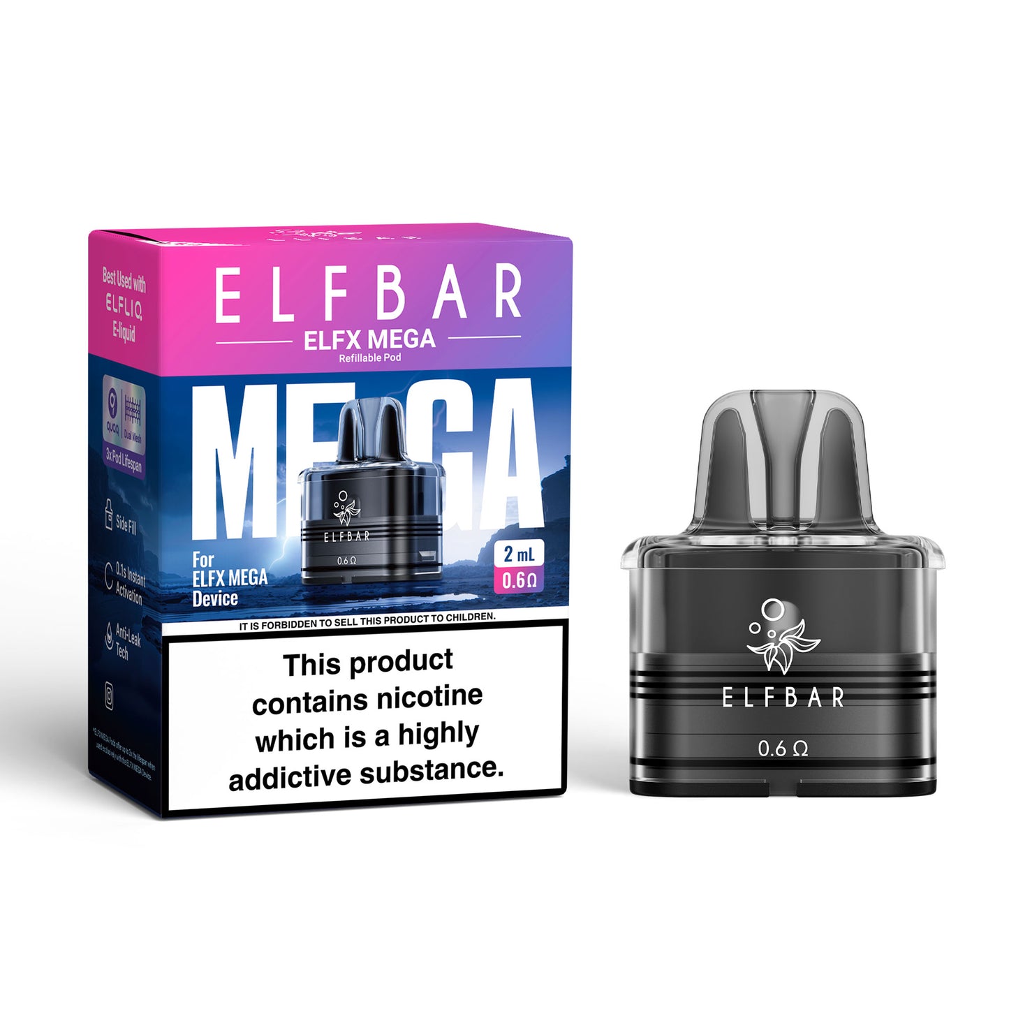 Elf Bar ELFX Mega REPLACEMENT  Pod 0.6Ω   -  Pack of 1