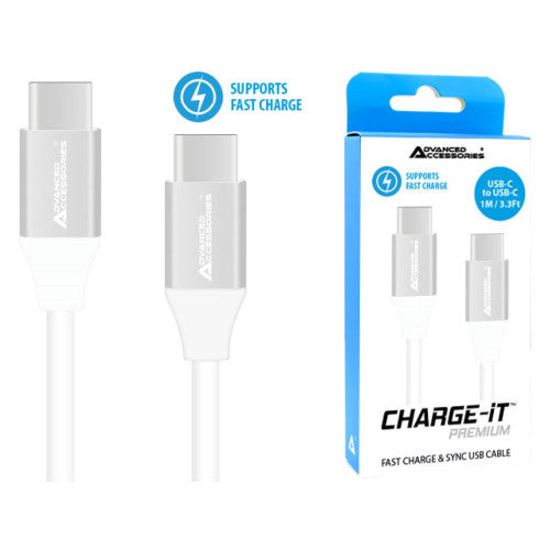 Phone Accessories -  Premium USB-C to USB-C Cable Supports Fast Charge (Up to 60W) - 1 Metre - White