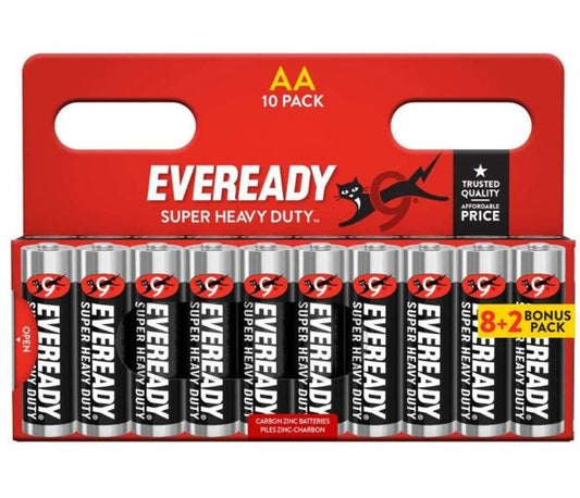 Eveready AA 10pk (8+2) Super Zinc - 20 Packs of 10 AA batteries