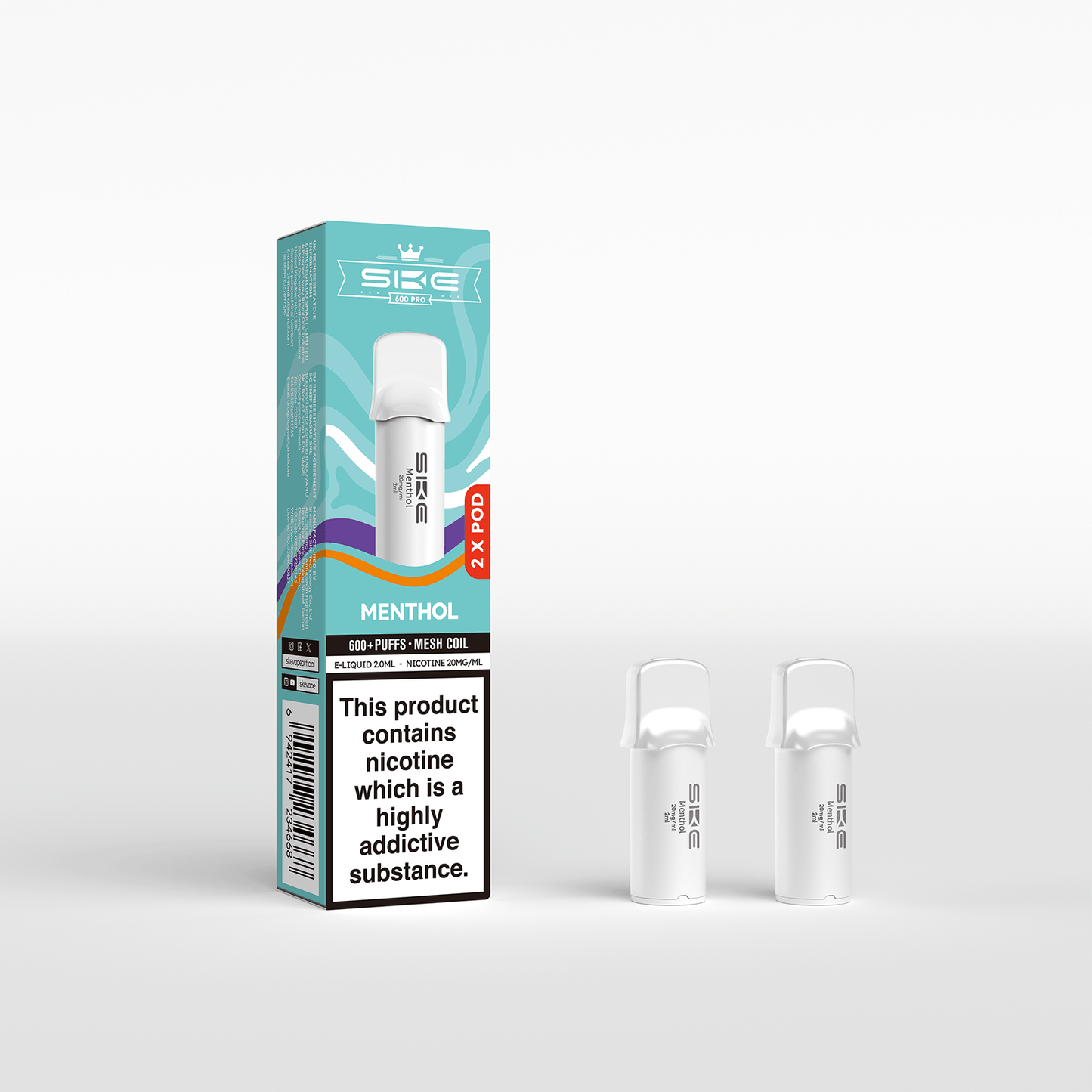 SKE Crystal Pro Pods- MENTHOL - 10 PACKS OF 2 PODS