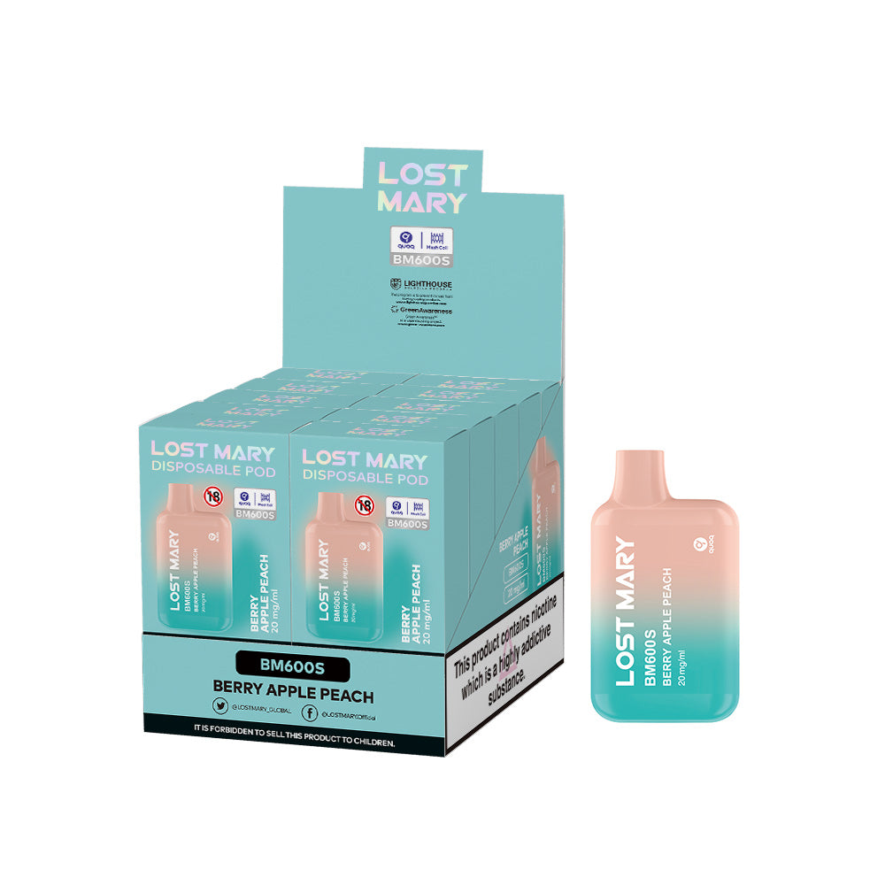 Lost Mary BM600S Berry Apple Peach Flavour - 10 pack