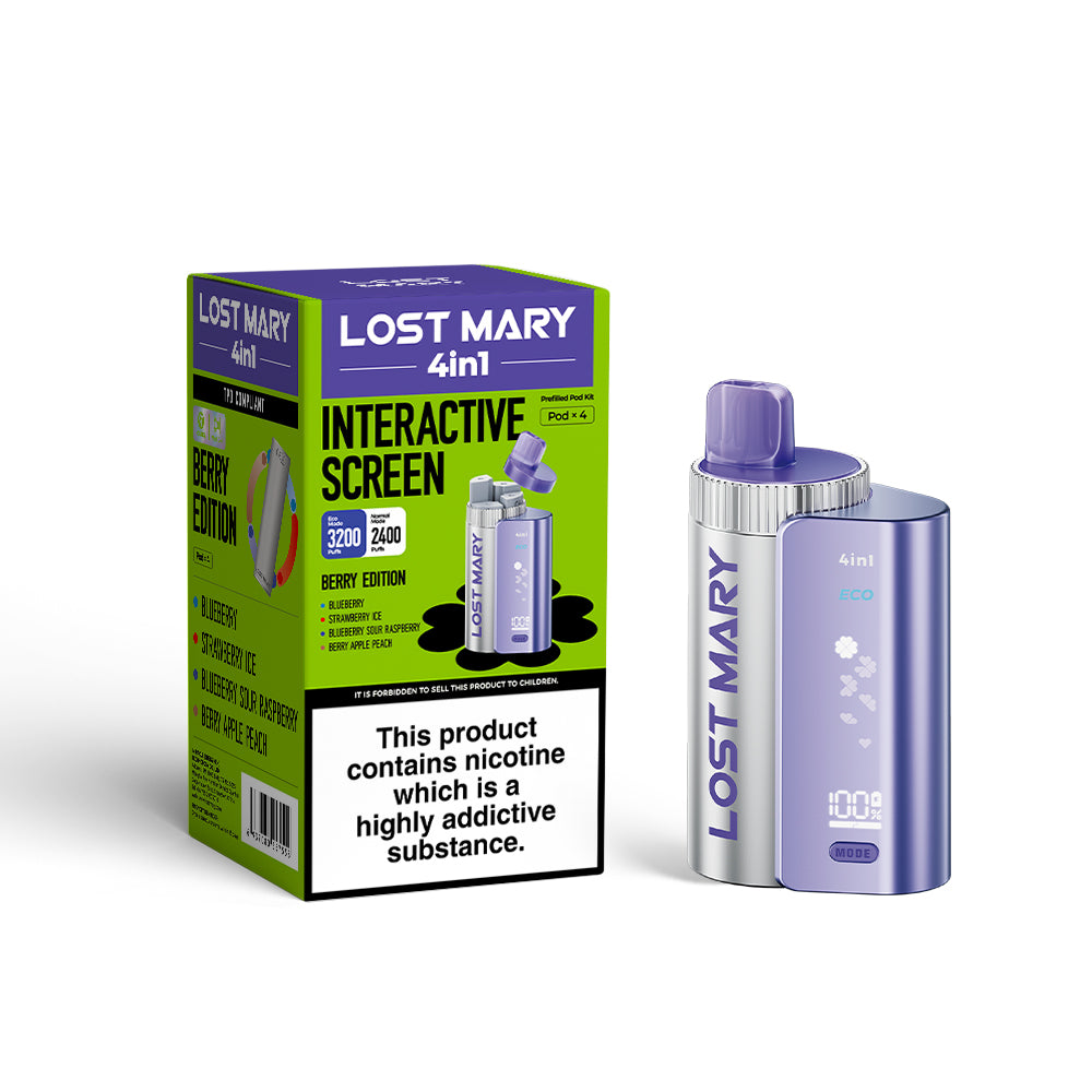 Lost Mary 4 in 1 BERRY EDITION ● Berry Apple Peach ● Blueberry ● Strawberry Ice ● Blueberry Sour Raspberry - 5 pack