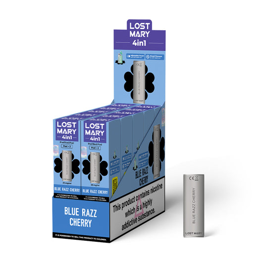 LOST MARY 4 IN 1 REPLACEMENT PREFILLED PODS - BLUE RAZZ CHERRY - 10PKS OF 2 PODS