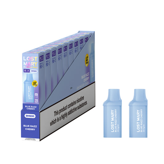 Lost Mary BM600 Prefilled Vape Pods - Blue Razz Cherry - 10 PACKS OF 2 PODS