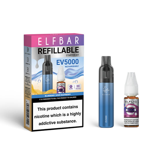 Elf Bar EV5000 Refillable Starter Kit Blueberry Sour Raspberry Flavour - 5 pack