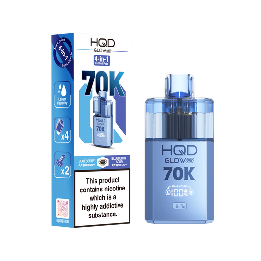 HQD GLOWAIR 70K - Blueberry Raspberry & Blueberry Sour Raspberry - 5 pack