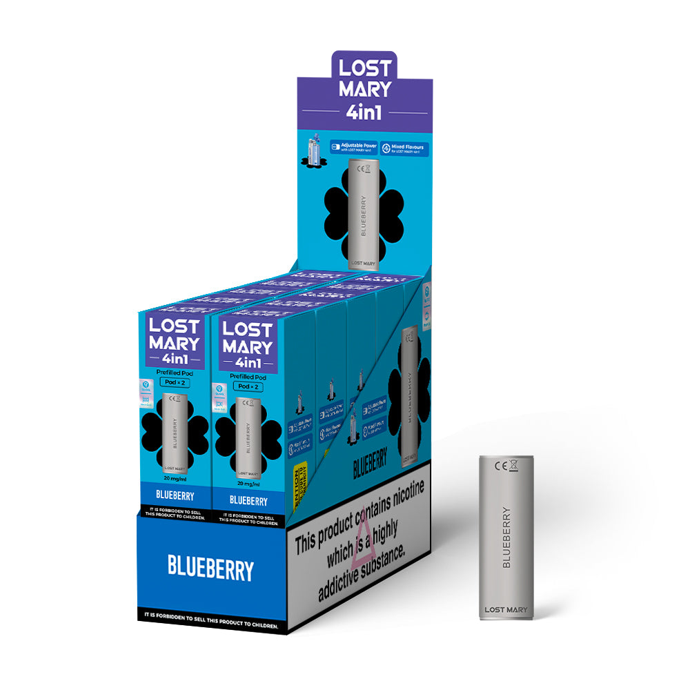 LOST MARY 4 IN 1 REPLACEMENT PREFILLED PODS - BLUEBERRY - 10PKS OF 2 PODS