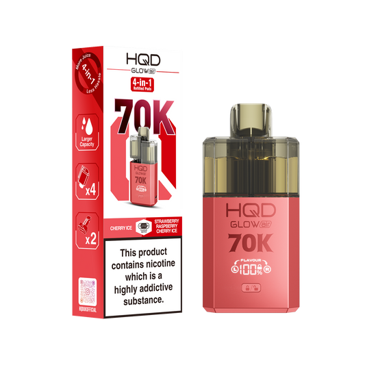 HQD GLOWAIR 70K - Cherry Ice & Strawberry Raspberry Cherry Ice - 5 pack