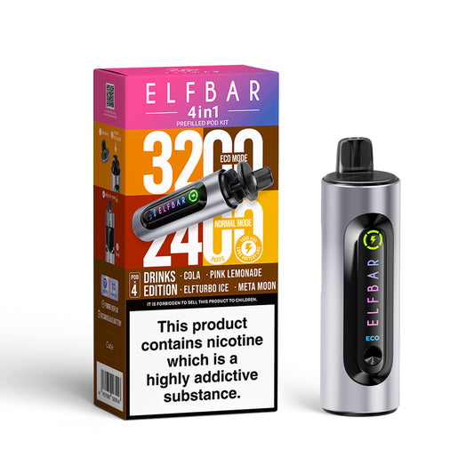 Elf Bar 4 in 1 -Ice Drinks Edition - Lemon Lime - Elfturbo Ice - Menthol - Cherry Cola   - 5 pack