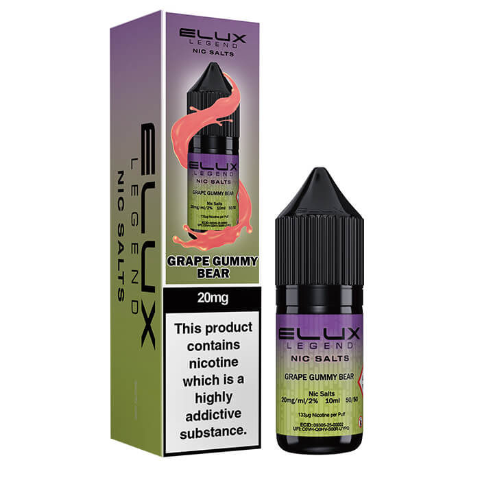 Elux Nic Salts 20mg - Grape Gummy Bear - 10 Pack
