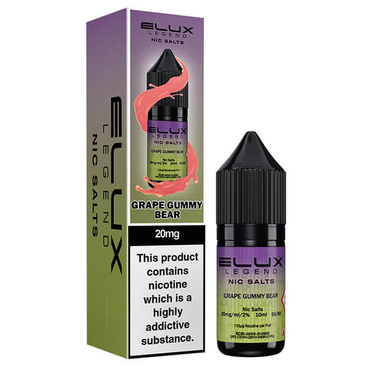Elux Nic Salts 20mg - Grape Gummy Bear - 10 Pack