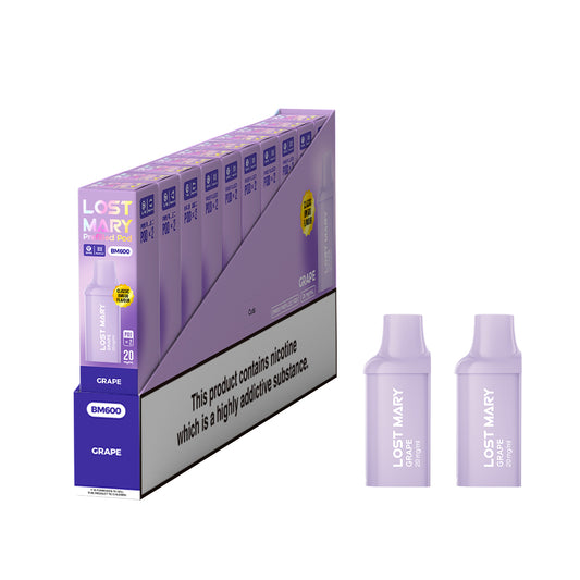 Lost Mary BM600 Prefilled Vape Pods - Grape - 10 PACKS OF 2 PODS