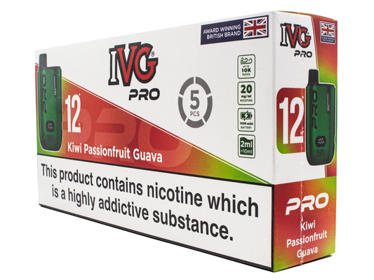 IVG PRO VAPE KIT - KIWI PASSION FRUIT GUAVA - UP TO 10K PUFFS - 5 PACK