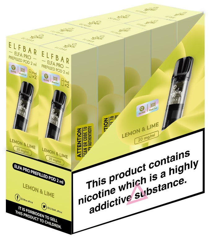 Elfa Pro Pods Refillable - Lemon & Lime Flavour 10 pack of 2 pods