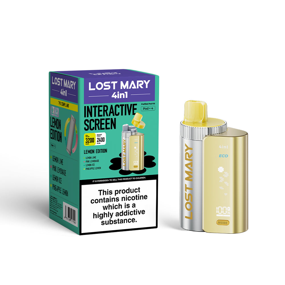 Lost Mary 4 in 1 LEMON EDITION ● Lemon Lime ● Pink Lemonade ● Lemon Ice ● Pineapple Lemon - 5 pack