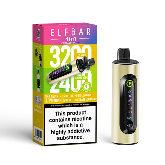 Elf Bar 4 in 1 -. Lemon Edition - Lemon Lime - Pink Lemonade - Blue Razz Lemonade - Lemon Ice   - 5 pack