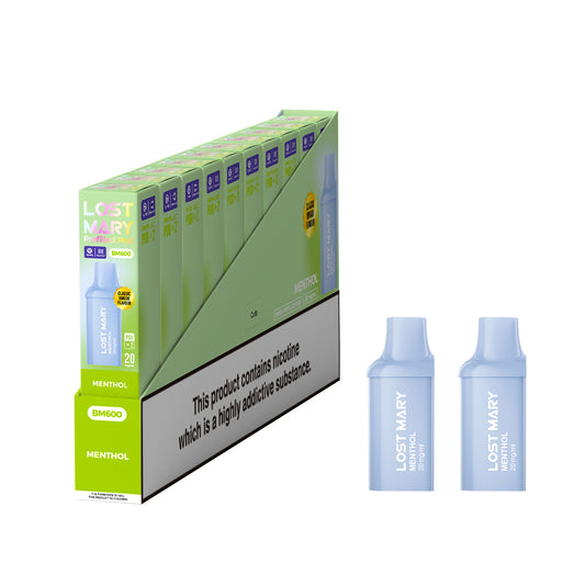 Lost Mary BM600 Prefilled Vape Pods - Menthol    - 10 PACKS OF 2 PODS