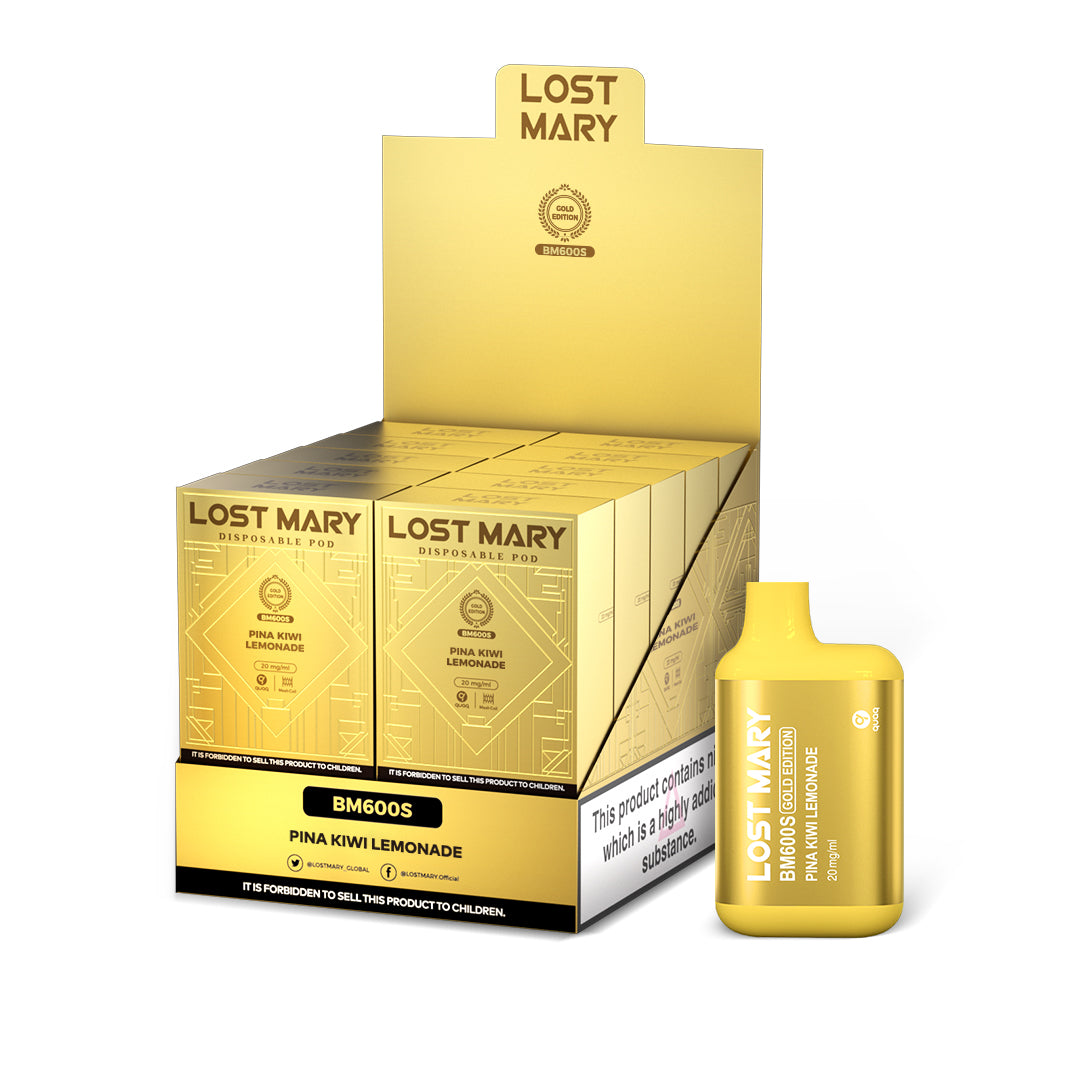 Lost Mary BM600S GOLD -  PINA KIWI LEMONADE  - 10 pack