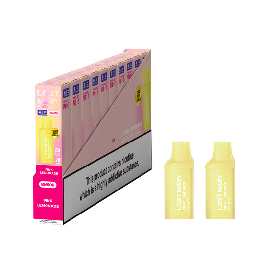 Lost Mary BM600 Prefilled Vape Pods -Pink Lemonade   - 10 PACKS OF 2 PODS