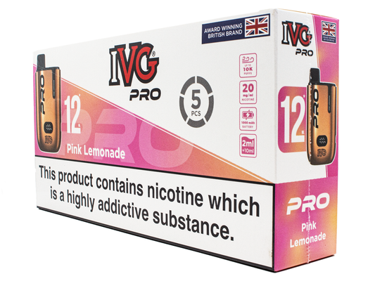 IVG PRO VAPE KIT -PINK LEMONADE  - UP TO 10K PUFFS - 5 PACK